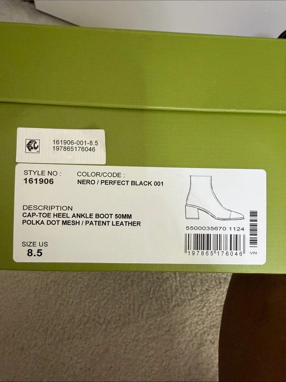 New, Tory Burch Black Patent & Perforated Mesh Ankle Booties Sz 8.5